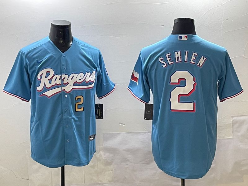 Men Texas Rangers #2 Semien Light Blue Game 2025 Nike MLB Jersey style 2